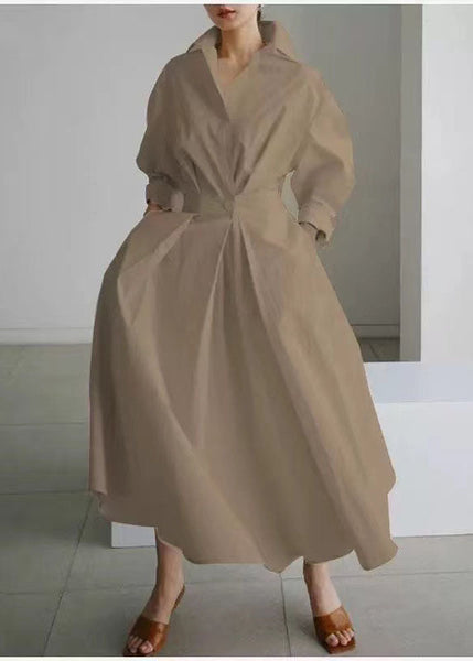 Plus Size Cinched Maxi Green Fit Dresses Spring Tea Silm FashionChic