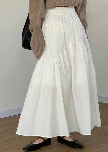 White Patchwork Hem Cotton Size Summer Exra Plus Large Skirt FashionChic