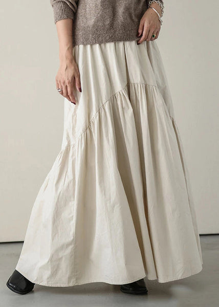 White Patchwork Hem Cotton Size Summer Exra Plus Large Skirt FashionChic