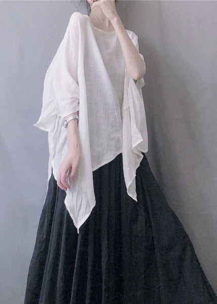 Top Summer White Plus Size Solid O-Neck FashionChic