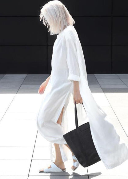Shirts 50+ Plus Cotton Size Oversized White Long Open UPF Side FashionChic