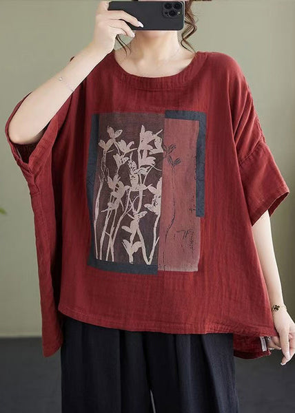 Cotton White Low Design High Bracelet Size Print Plus Blouses FashionChic