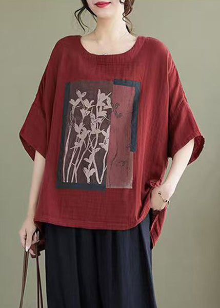 White Design Plus Blouses Bracelet Low Print High Size Cotton FashionChic