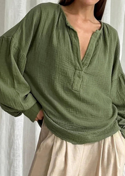 T Plus Neck Size V White Cotton Fall Patchwork Shirts FashionChic