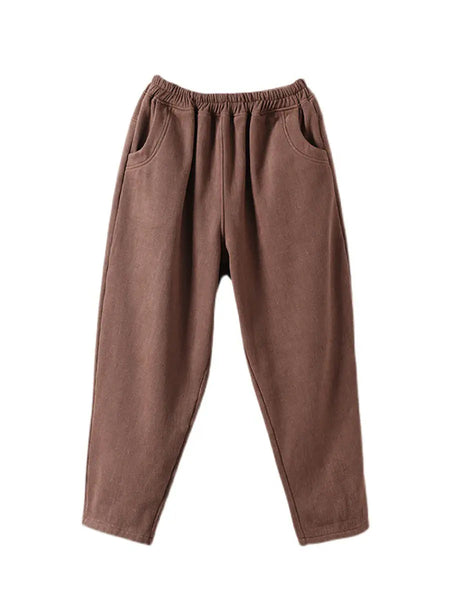 Plus Size Women Autumn Thicken Pure Color Harem Pants Ada Fashion