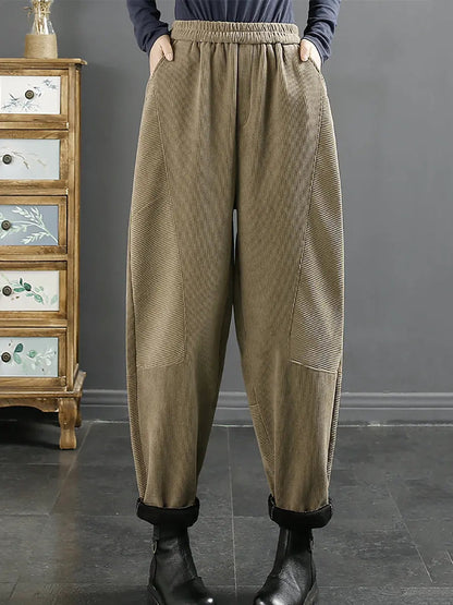 Plus Size Women Vintage Croduroy Plush Warm Harem Pants Ada Fashion