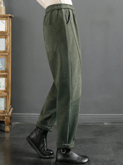Plus Size Women Vintage Croduroy Plush Warm Harem Pants Ada Fashion