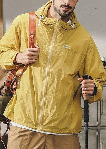 Ice Coat Size Thin Hooded Mens Silk 50+ UPF Pockets Plus Yellow FashionChic