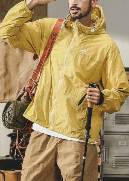 Ice Coat Size Thin Hooded Mens Silk 50+ UPF Pockets Plus Yellow FashionChic