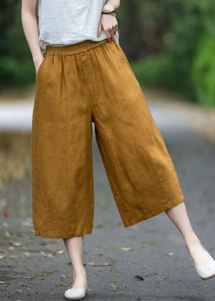 Linen Size Pants Summer Pockets Yellow Plus Oversized FashionChic