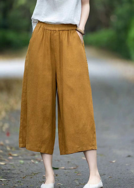 Linen Size Pants Summer Pockets Yellow Plus Oversized FashionChic