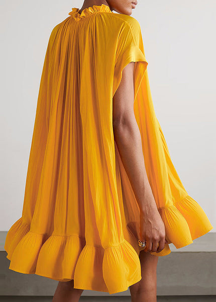 Lace Size Mini Up Summer Ruffled Yellow Plus Dress FashionChic