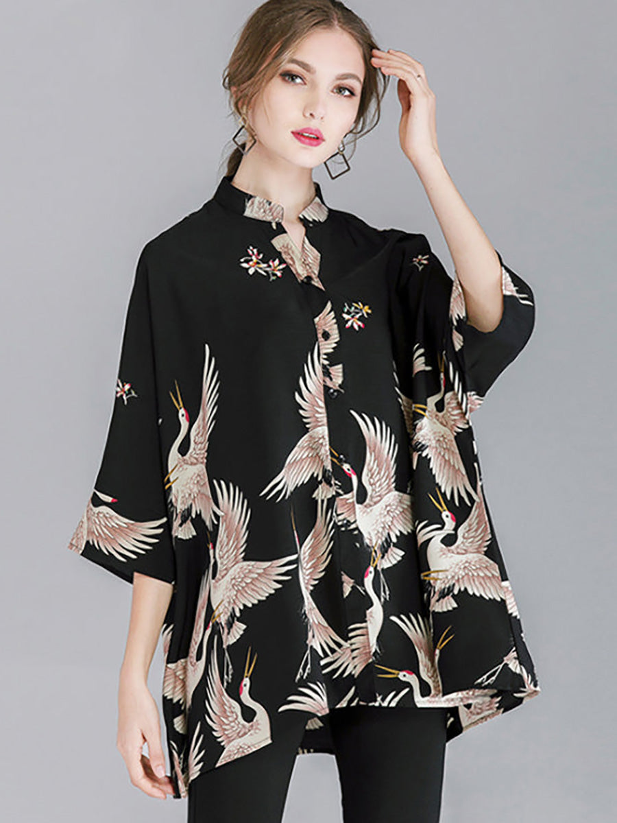 Plus Size Women Fashion Animal Prints Loose Shirt RR1063 Buykud