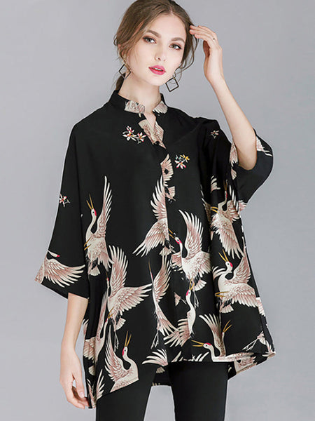 Plus Size Women Fashion Animal Prints Loose Shirt RR1063 Buykud