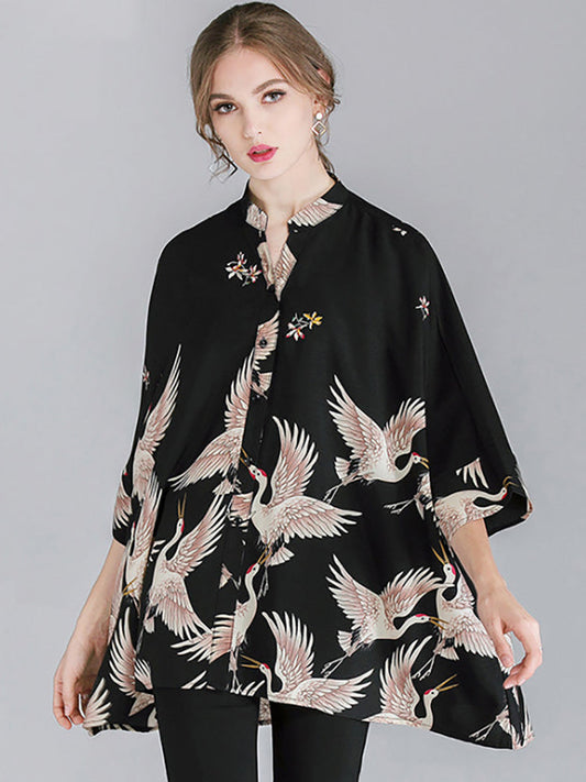 Plus Size Women Fashion Animal Prints Loose Shirt RR1063 Buykud