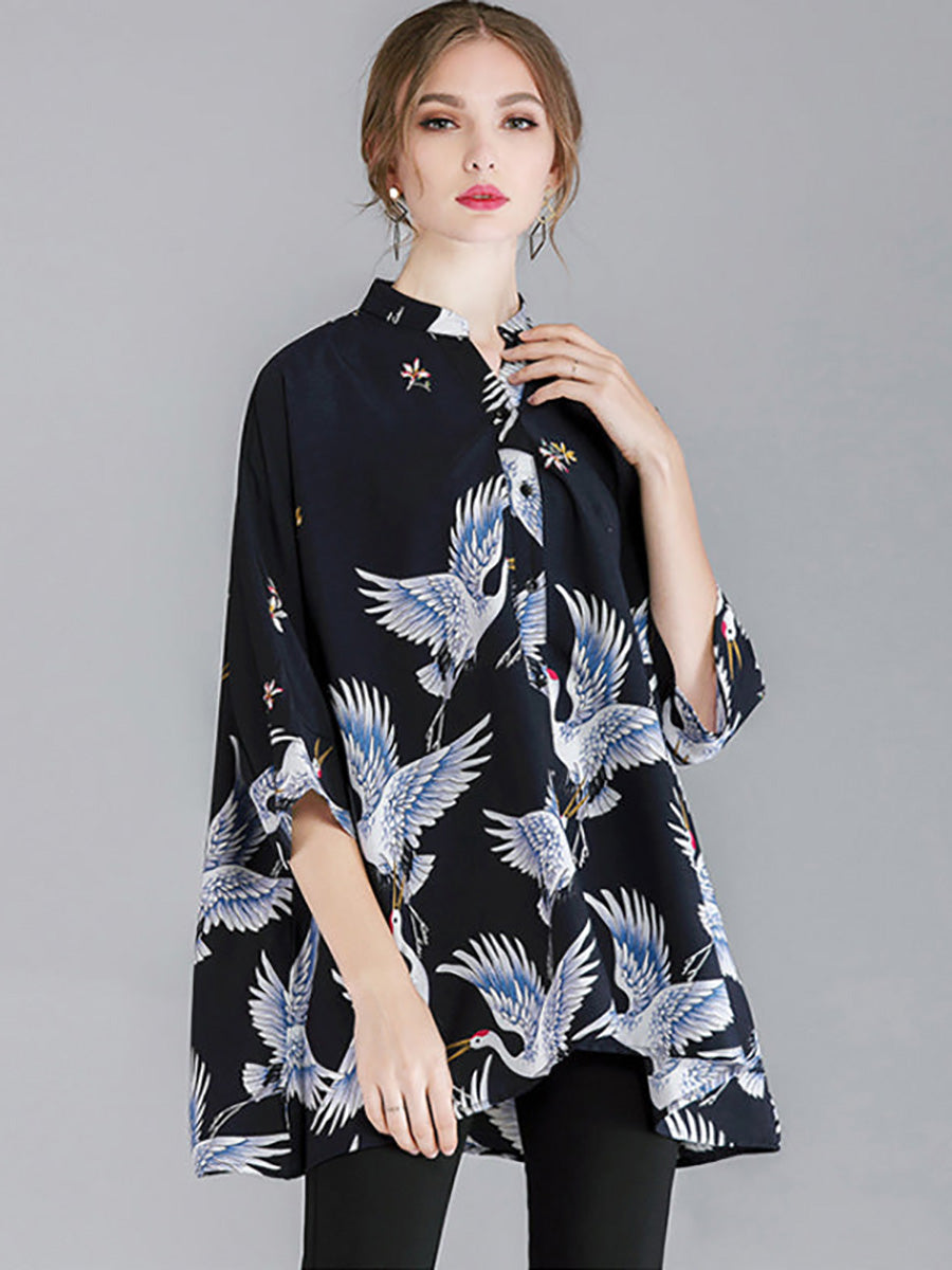 Plus Size Women Fashion Animal Prints Loose Shirt RR1063 Buykud