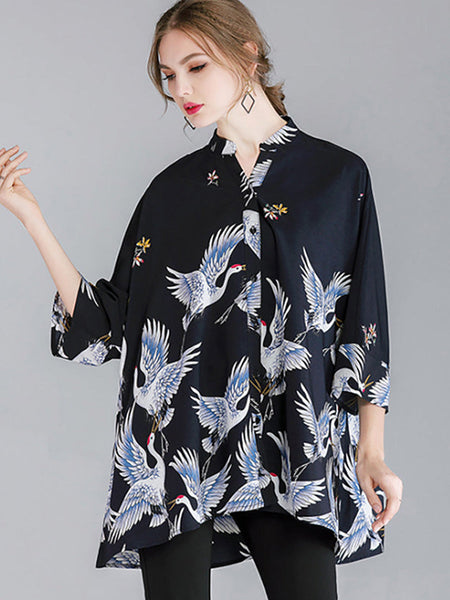 Plus Size Women Fashion Animal Prints Loose Shirt RR1063 Buykud