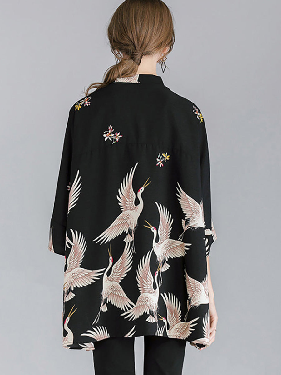 Plus Size Women Fashion Animal Prints Loose Shirt RR1063 Buykud