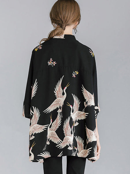 Plus Size Women Fashion Animal Prints Loose Shirt RR1063 Buykud