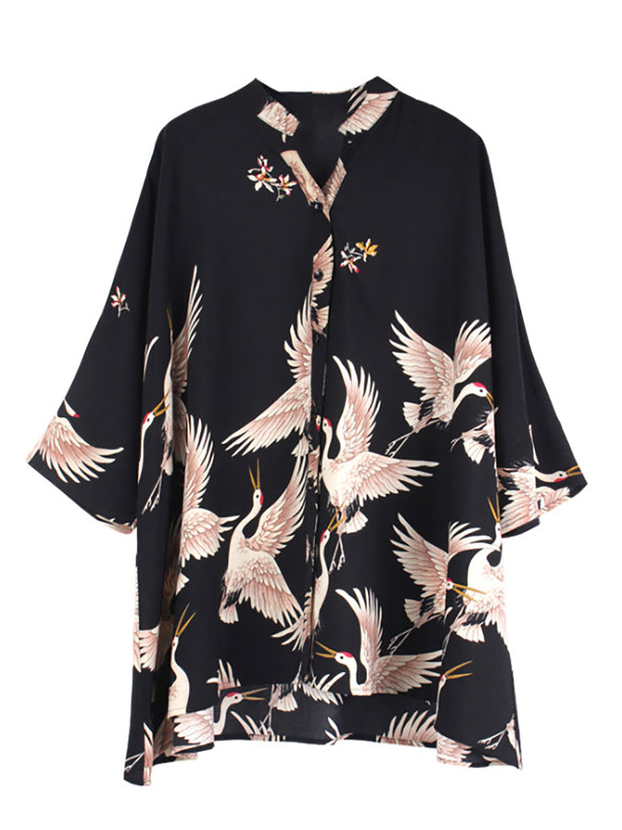 Plus Size Women Fashion Animal Prints Loose Shirt RR1063 Buykud