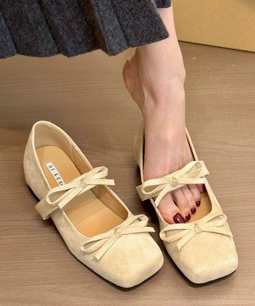 Splicing Bow Shoes Purple Wedge Suede French FashionChic