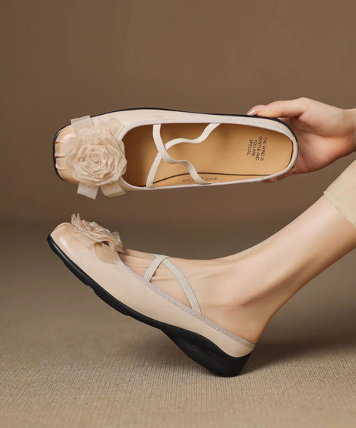 Purple Cowhide Leather Slide Floral Sandals Splicing FashionChic