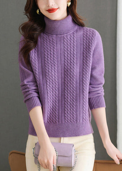Purple Cozy Thick Knit Sweaters Turtleneck Winter ER018 ABC