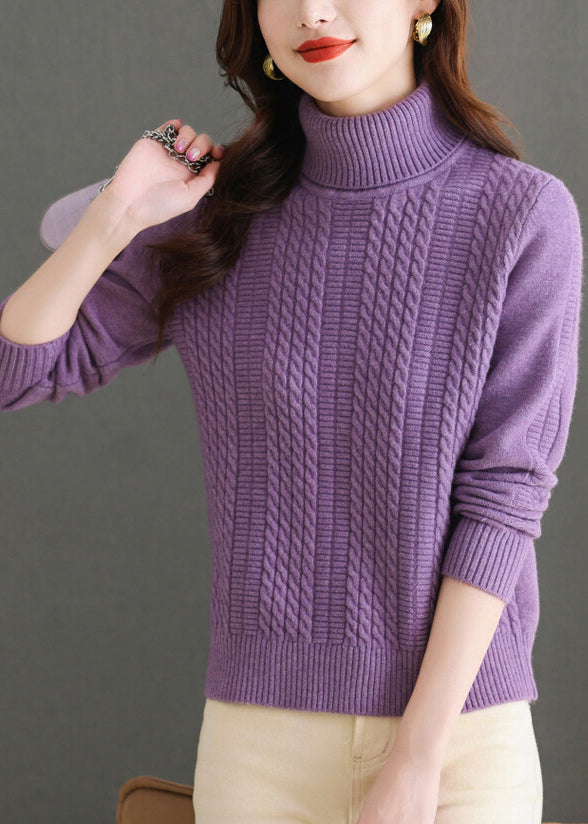 Purple Cozy Thick Knit Sweaters Turtleneck Winter ER018 ABC