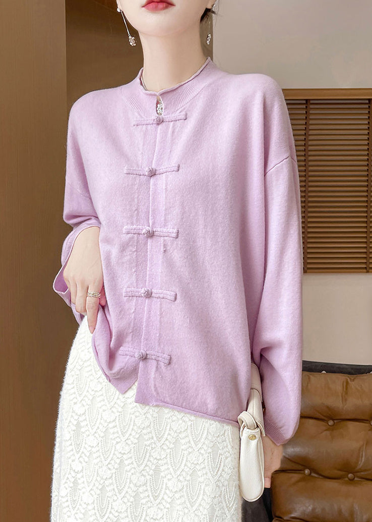 Purple Cozy Woolen Knit Coat O Neck Long Sleeve AB1040 Genistyle Shop