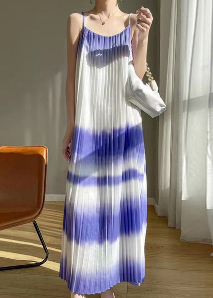 Purple Gradient Color Cotton Maxi Dress Cold Shoulder Summer AB1015 Genistyle Shop
