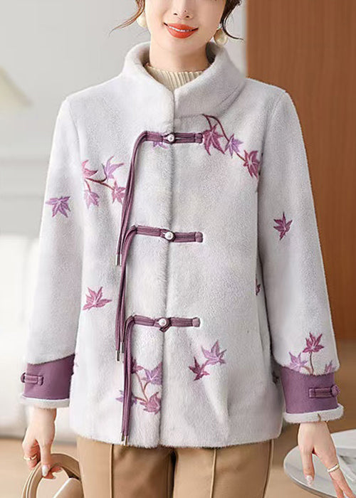 Purple Pockets Mink Velvet Winter Coats Stand Collar RC011 ABC