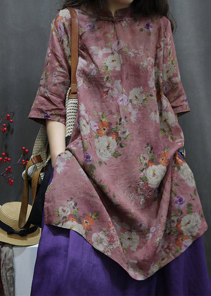 Purple Side Open Button Maxi Linen Shirt Summer VV085 HS-STP240627