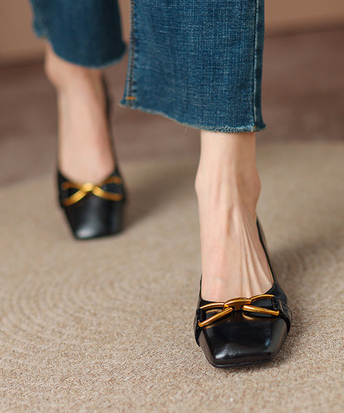 Red Chunky Heel Cowhide Leather Fashion Splicing AP1022 shoe-PDX240905