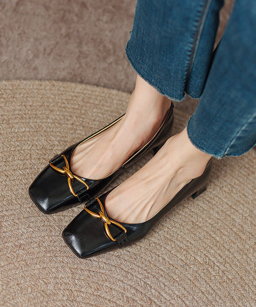 Red Chunky Heel Cowhide Leather Fashion Splicing AP1022 shoe-PDX240905