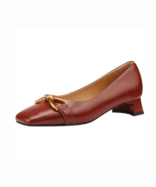 Red Chunky Heel Cowhide Leather Fashion Splicing AP1022 shoe-PDX240905