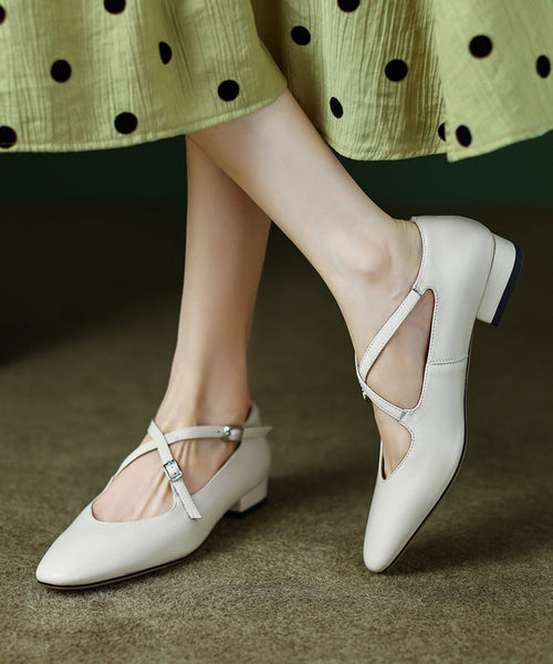 Splicing Strap Cross Cowhide Leather Feet Chic Red Shoes Flat FashionChic