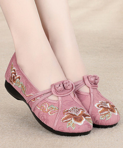 Red Flat Shoes Cotton Fabric Boho Embroidery Splicing RD007 ABC