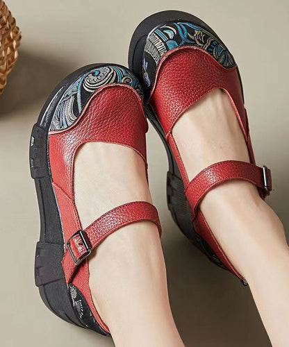 Red High Wedge Heels Shoes Women Splicing Buckle Strap CZ1016 Ada Fashion