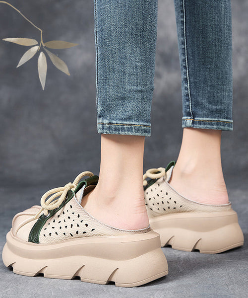 Red Hollow Out Lace Up Splicing Platform Slide Sandals YC017 ABC