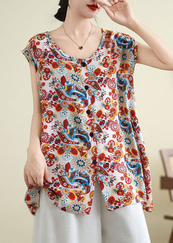 Open Side Red Patchwork Sleeveless Vest FashionChic