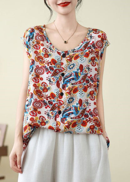 Open Side Red Patchwork Sleeveless Vest FashionChic