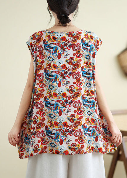 Open Side Red Patchwork Sleeveless Vest FashionChic