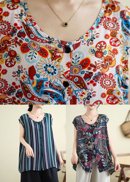 Open Side Red Patchwork Sleeveless Vest FashionChic