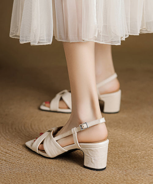 Red Sandals Chunky Sheepskin Peep Splicing Toe FashionChic