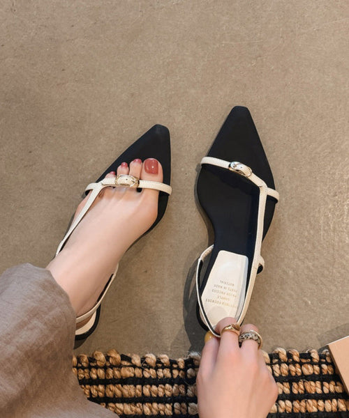 Red Sandals Kitten Toe Splicing Pointed Peep FashionChic