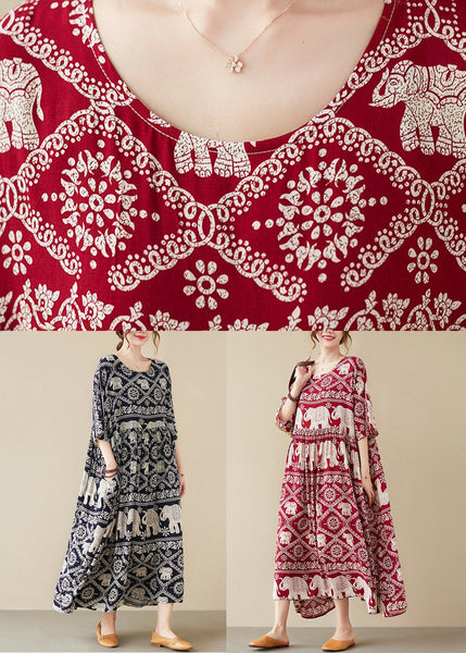 Red Wrinkled Pockets Long Dresses Summer VB1011 Ada Fashion