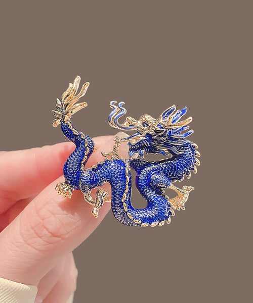 Regular Blue Alloy Enamel Dragon Shaped Brooches WP014 JEW-BRO241112