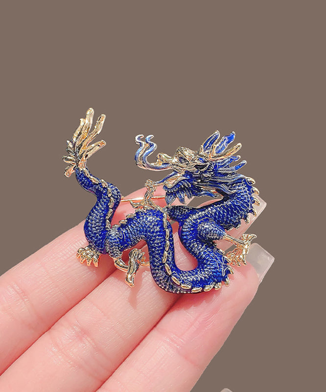 Regular Blue Alloy Enamel Dragon Shaped Brooches WP014 JEW-BRO241112
