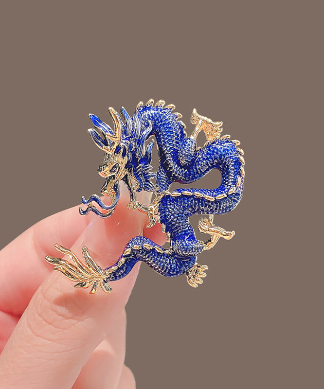 Regular Blue Alloy Enamel Dragon Shaped Brooches WP014 JEW-BRO241112