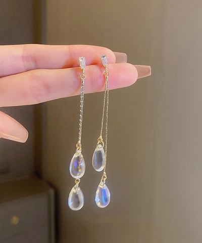 Water Regular Earrings Gold Copper Resin Tassel Drop Zircon FashionChic